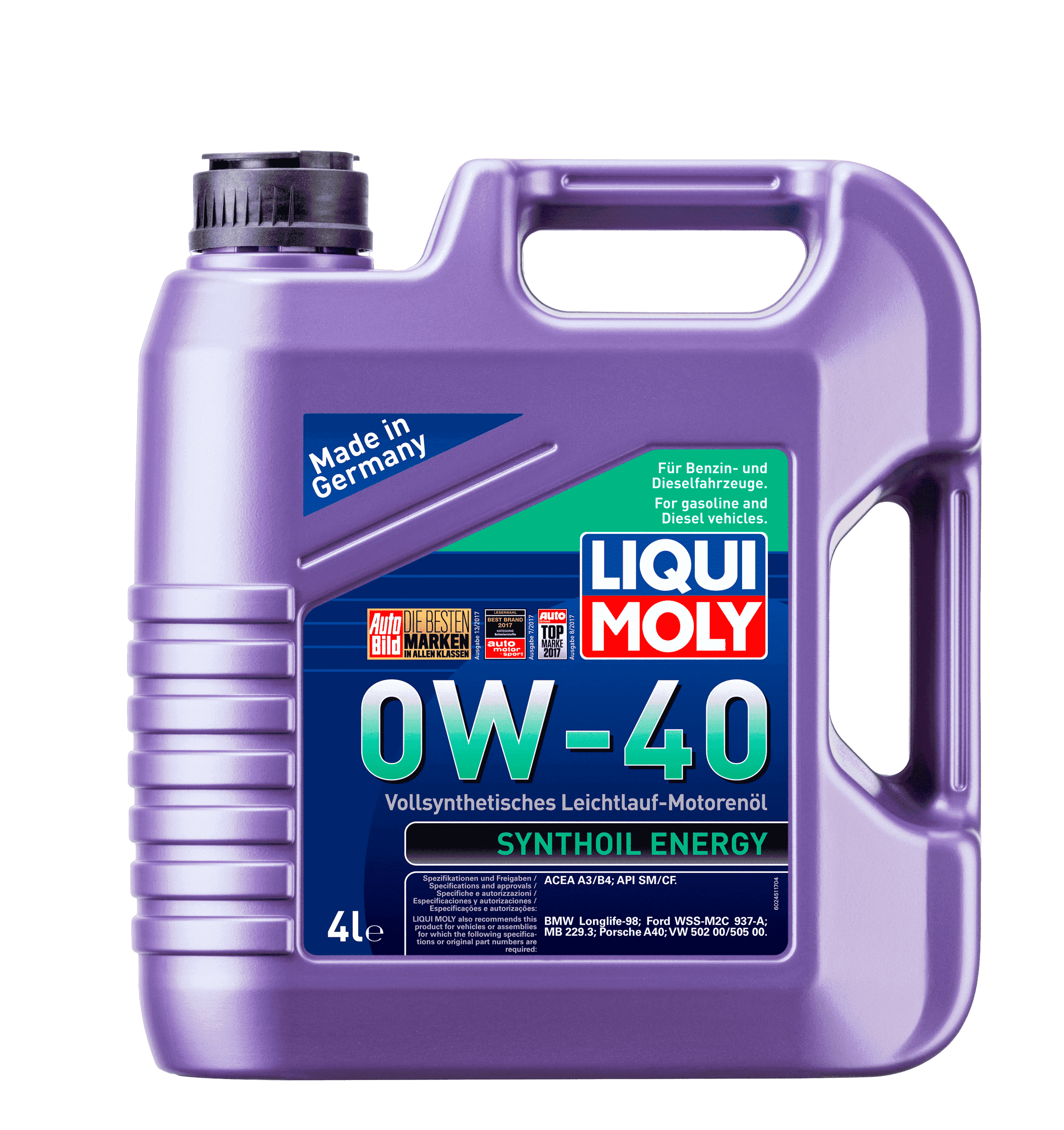Моторное масло Liqui Moly Synthoil Energy 0W-40, 4л